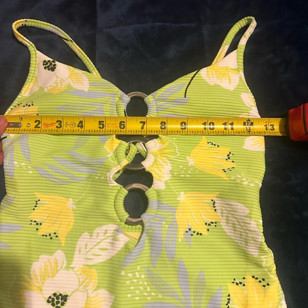 NWOT Seafolly Ring Front Maillot On Vacation Limeade Floral One Piece Swimsuit
